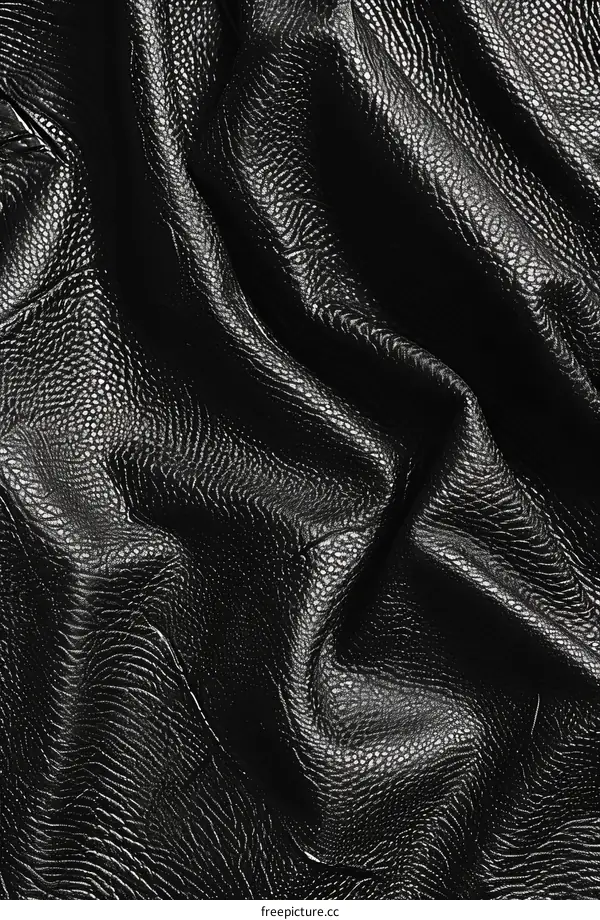 Black Crumpled Faux Leather Texture