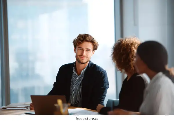 Business Meeting in Modern Office
