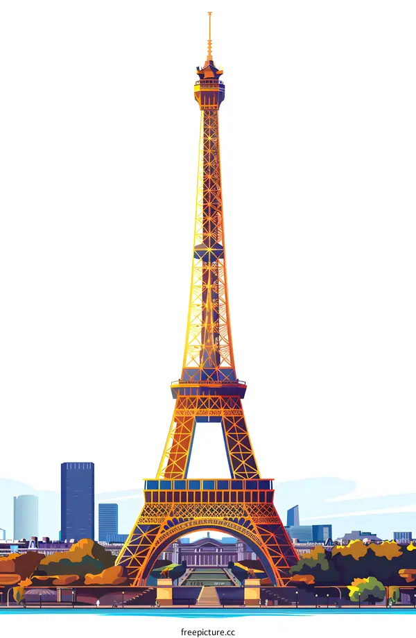 Eiffel Tower Illustration With White Background