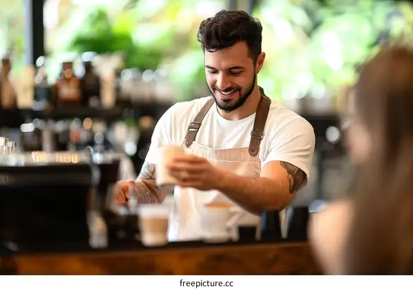 Cafe Barista Making Coffee