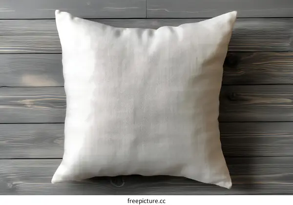 Blank White Pillow on Wooden Background