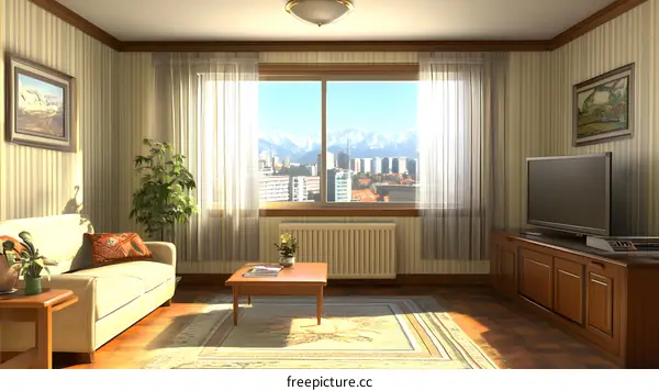 Modern Living Room Interior Design with Mountain View