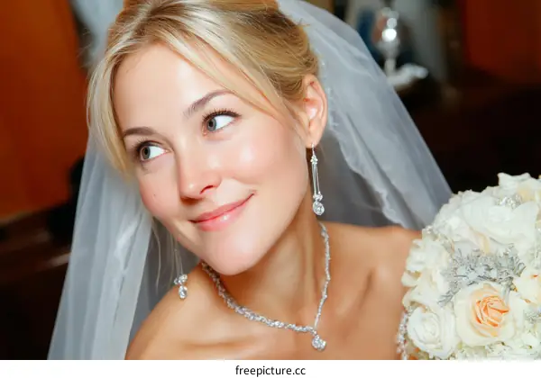 Beautiful Bride with a Wedding Bouquet