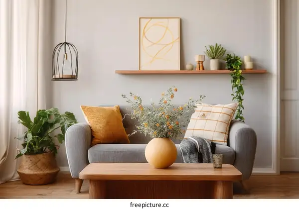 Cozy Living Room Interior Design with Natural Elements