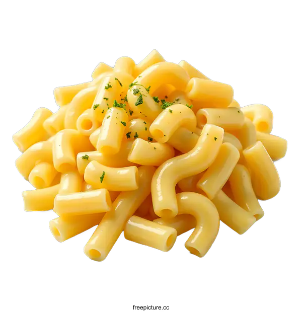 [Transparent Background PNG]Macaroni and Cheese Pasta with Parsley