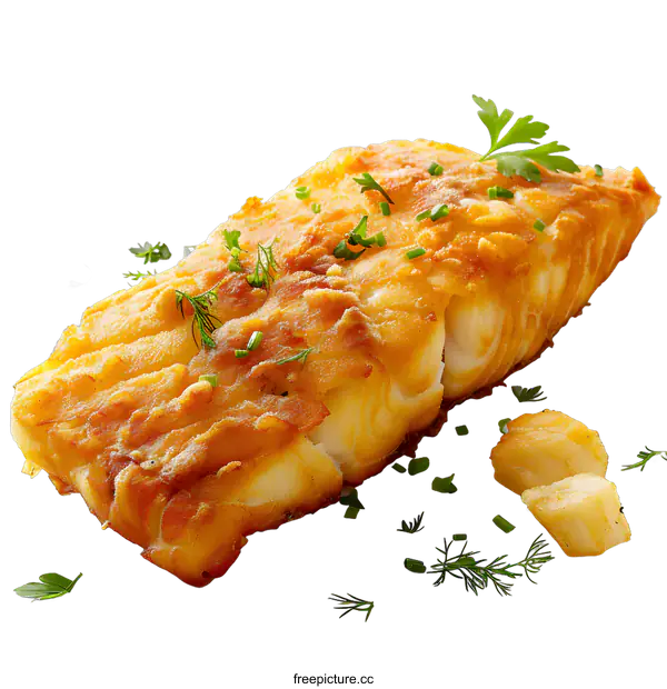 [Transparent Background PNG]Fried fish with parsley