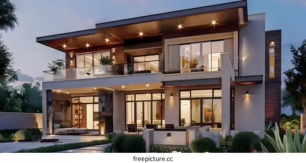 Modern Luxury House Exterior Design With Backyard And Pool