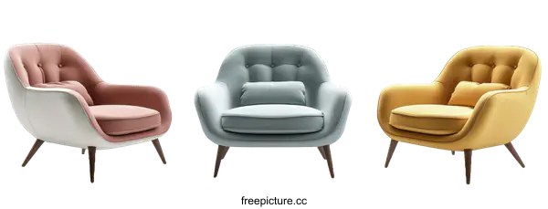 [Transparent Background PNG]Modern Armchairs in Pastel Colors