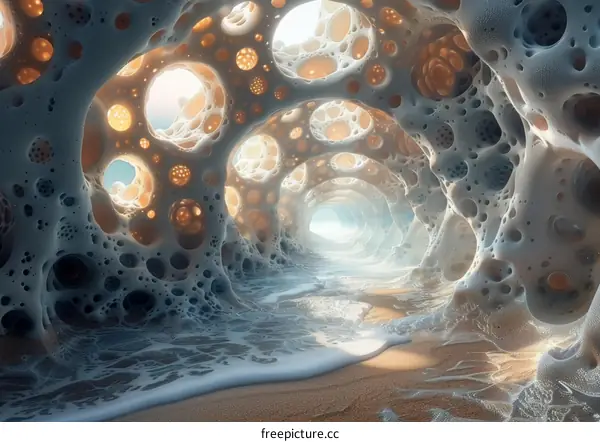 Mystical BioLuminescent Cave with Sandy Beach