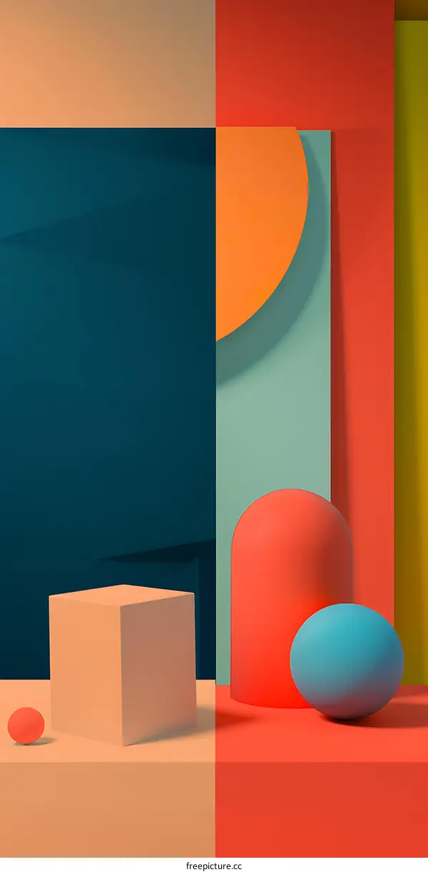 Abstract Geometric Shapes Background With Color Blocks