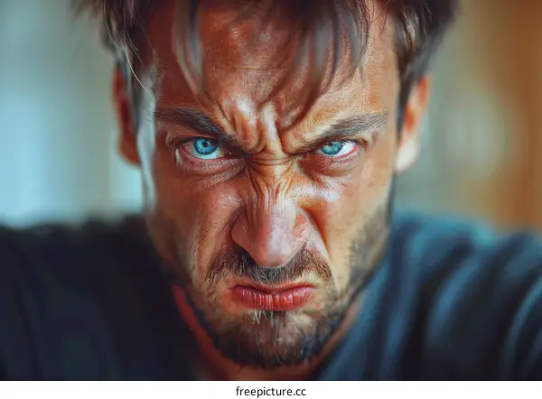Close-up Portrait of an Angry Man