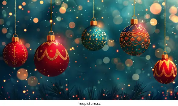 Glowing Christmas Ornaments on a Tree