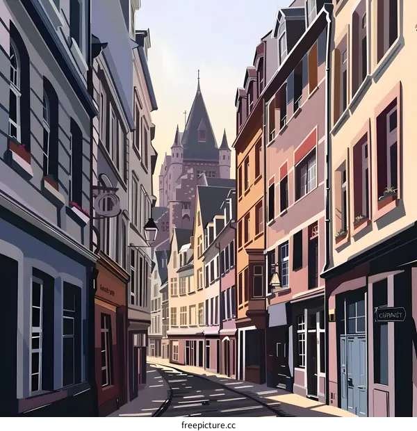 Charming European Street Scene With Old Buildings