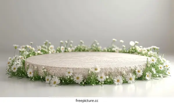 Elegant White Flower Circle Display Platform