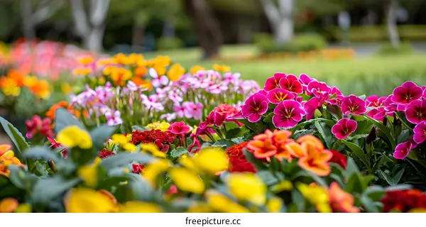 Close Up of Colorful Flowers in a Garden