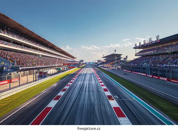 Empty Grandstands at a Formula One Race Track