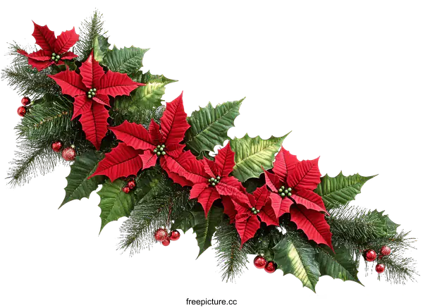[Transparent Background PNG]Christmas Poinsettia Garland Decoration