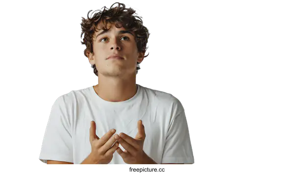 [Transparent Background PNG]Portrait of a Contemplative Young Man