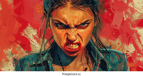 Portrait of a woman with red background