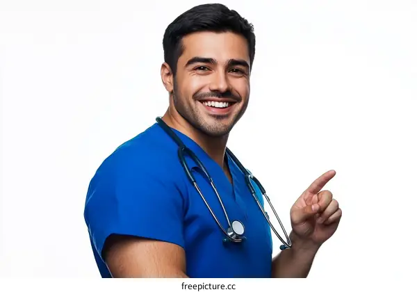 Smiling Doctor  Pointing  Medical Professional