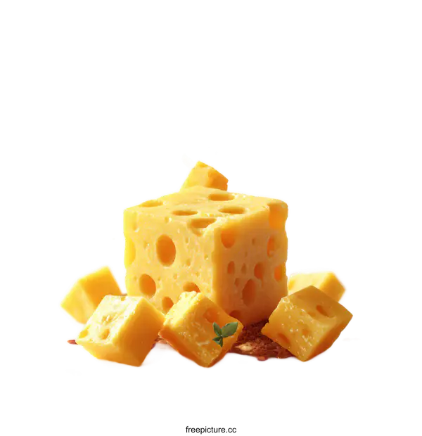 [Transparent Background PNG]Delicious Cheese Cubes in Motion