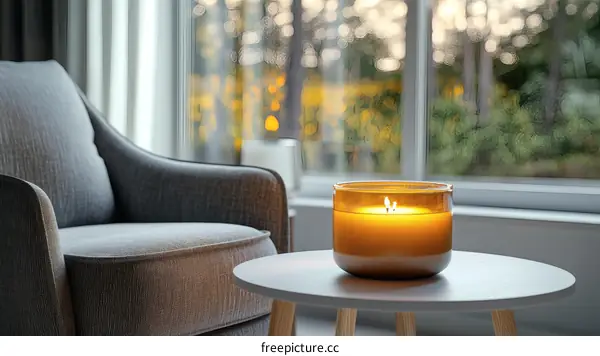 Cozy Living Room Scene with Candlelight