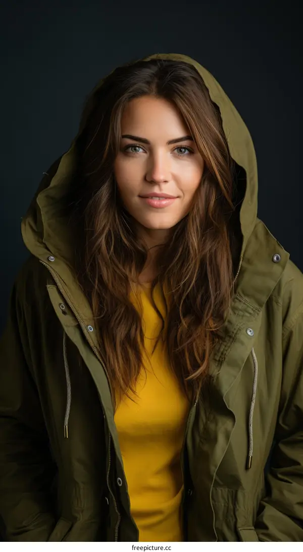 Portrait of a young woman in a green jacket