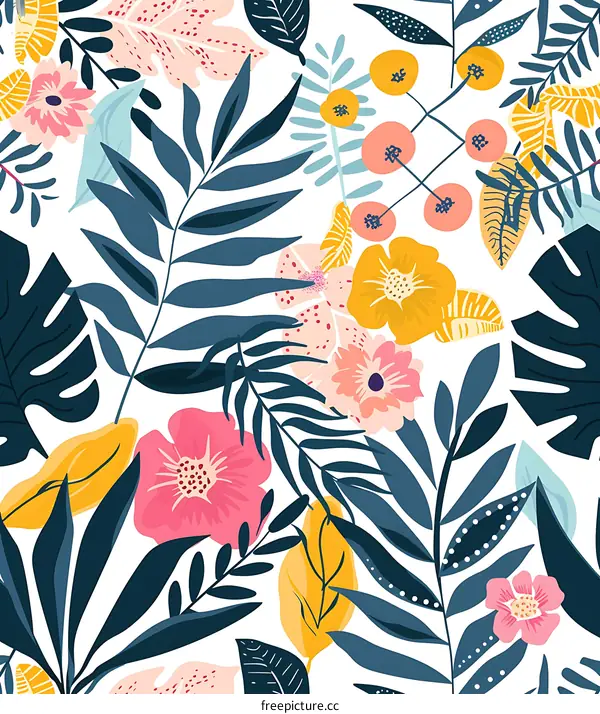 Tropical Floral Seamless Pattern Background