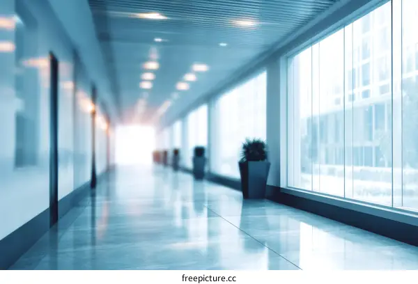 Modern Office Corridor with Large Windows