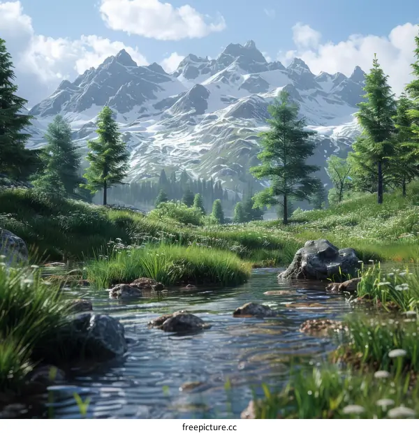 Majestic Mountains, River, and Lush Greenery