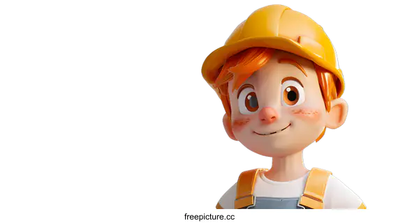 [Transparent Background PNG]3D illustration of a construction worker
