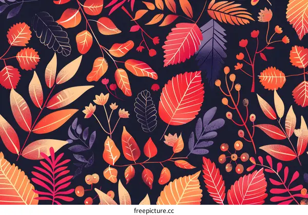 Autumn Leaves Seamless Pattern Illustration