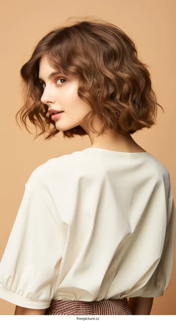 A blonde woman with short hair