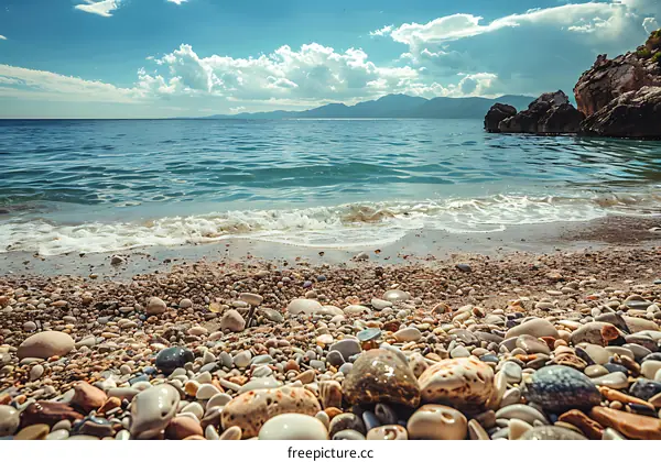 Pebble Beach Seashore With Ocean View