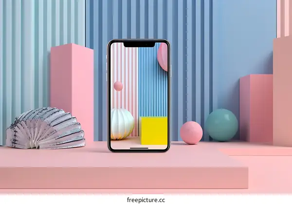 Abstract Minimalist Phone Background Design with Geometric Shapes and Pastel Colors