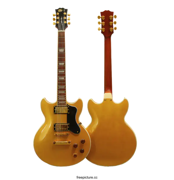 [Transparent Background PNG]Golden Electric Guitar Showcase
