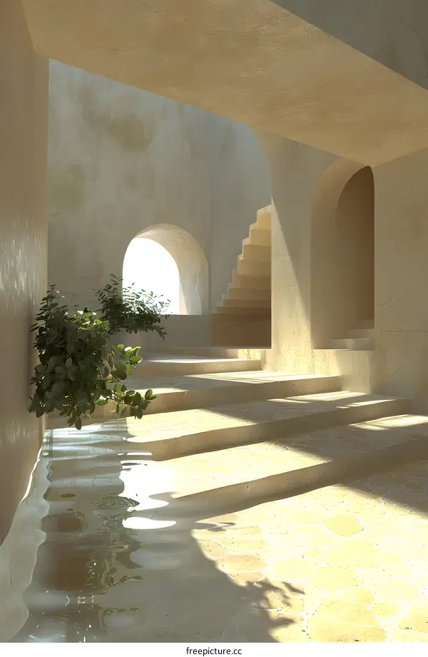 stairs and archways in a building