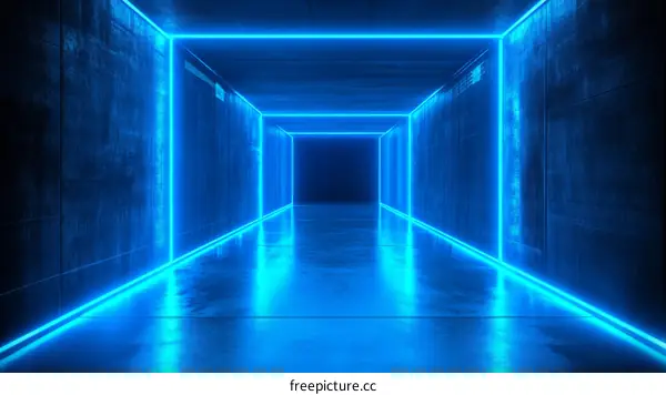 Neon Blue Futuristic Corridor