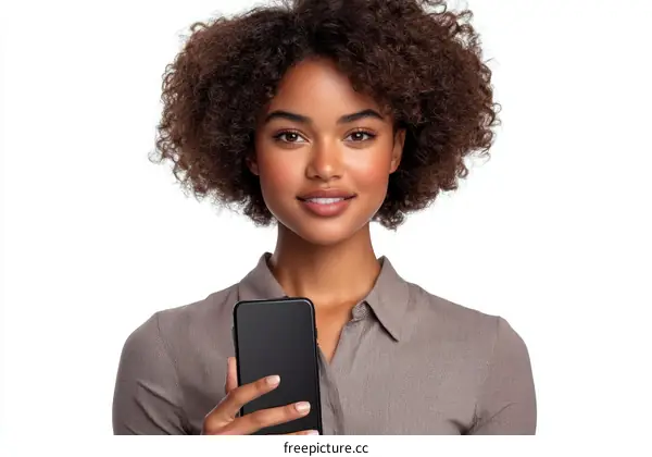 Portrait of a Woman Holding a Smartphone