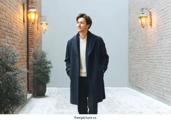 Stylish Man in a Winter Trench Coat