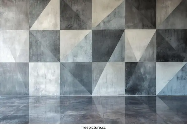 3D rendering of geometric shapes on the wall