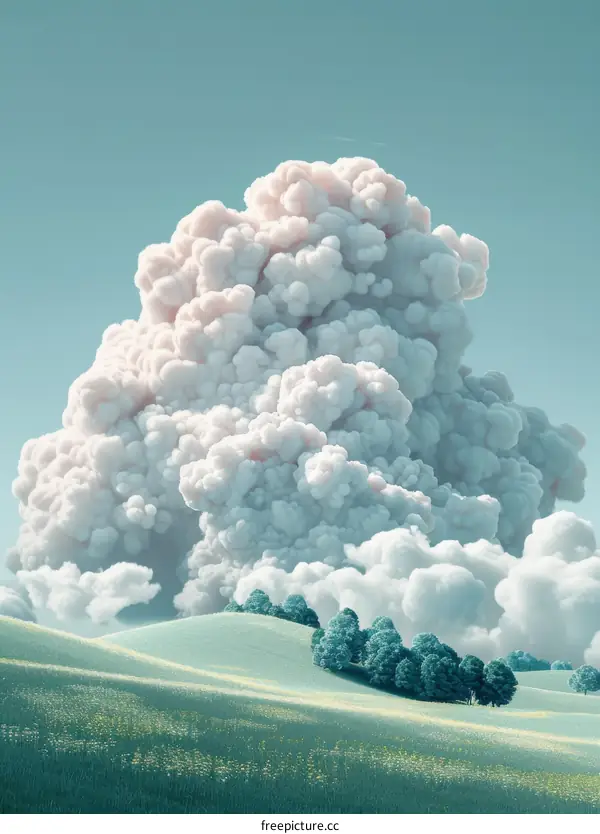 Surreal Cloud Formation over a Gentle Landscape