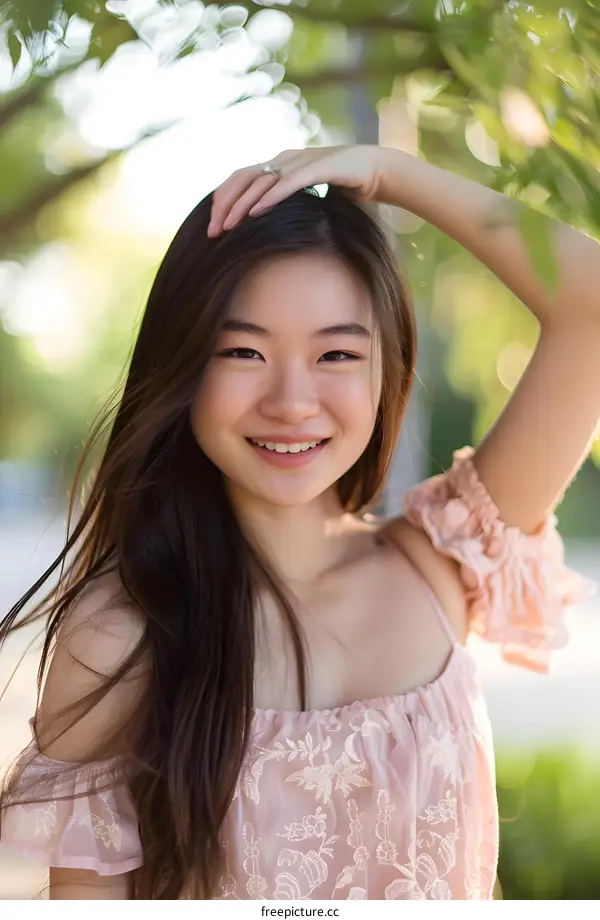 Beautiful Asian Woman Smiling and Looking at the Camera
