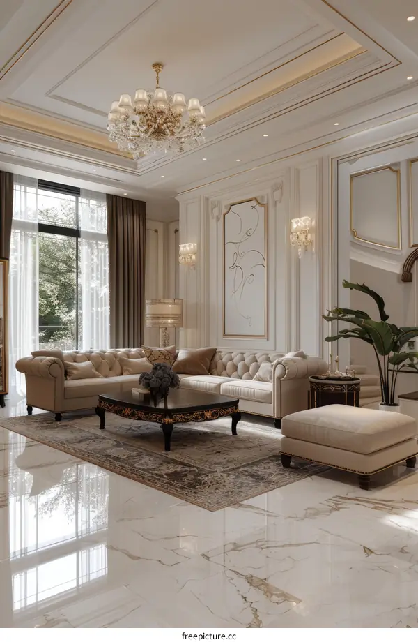 Luxurious Living Room with Modern Interior Design