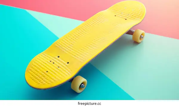Yellow Skateboard on a Colorful Background