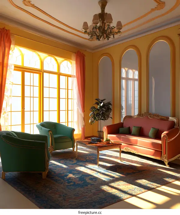 Luxurious Living Room Interior Design With Gold Accents