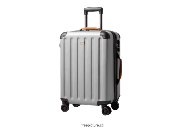 [Transparent Background PNG]Modern Silver Travel Suitcase
