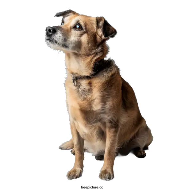 [Transparent Background PNG]Brown Dog Sitting and Looking Up