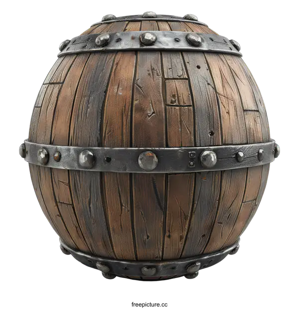 [Transparent Background PNG]Old Wooden Barrel with Metal Rings on transparent background