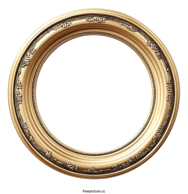 [Transparent Background PNG]Vintage Gold Round Picture Frame
